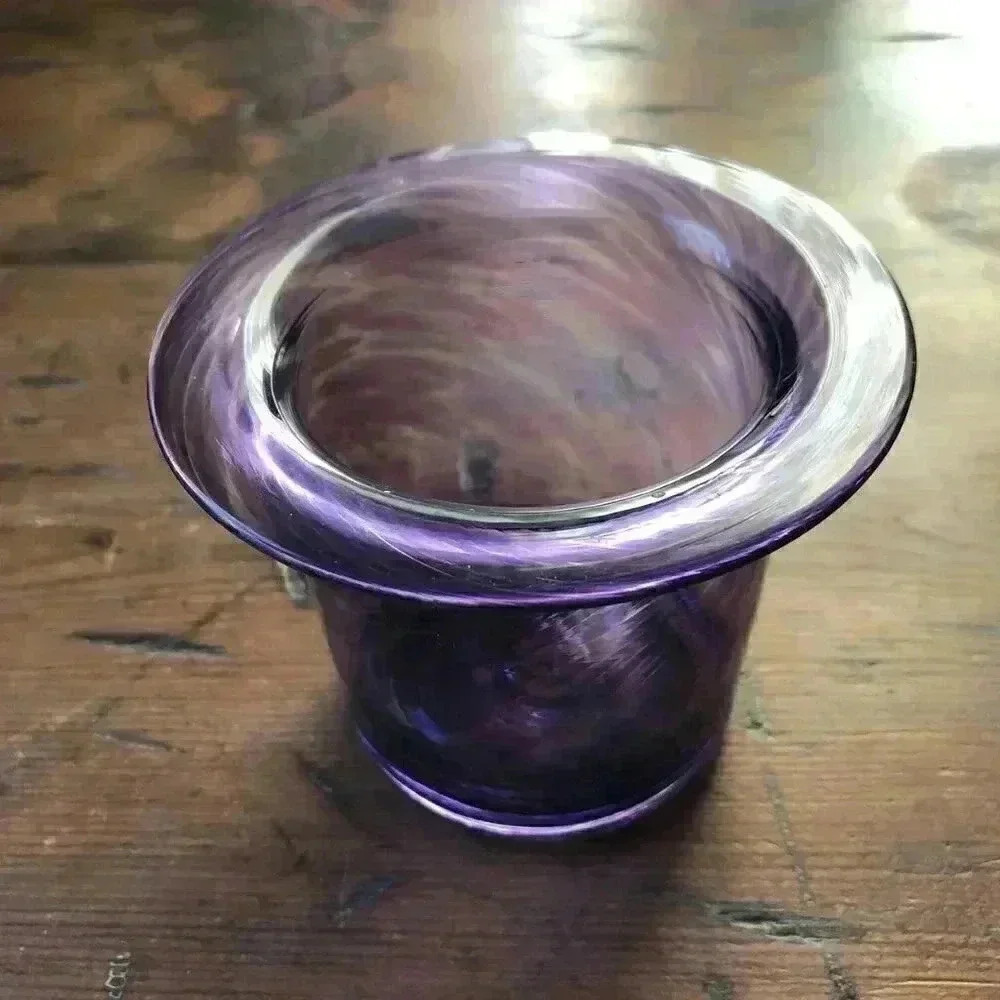 Handblown Glass Purple Votive / Tea Light Candle Holder NWT